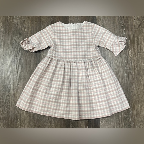 FINAL PRICE DONDOLO LT PINK PLAID DRESS - Picture 1 of 4